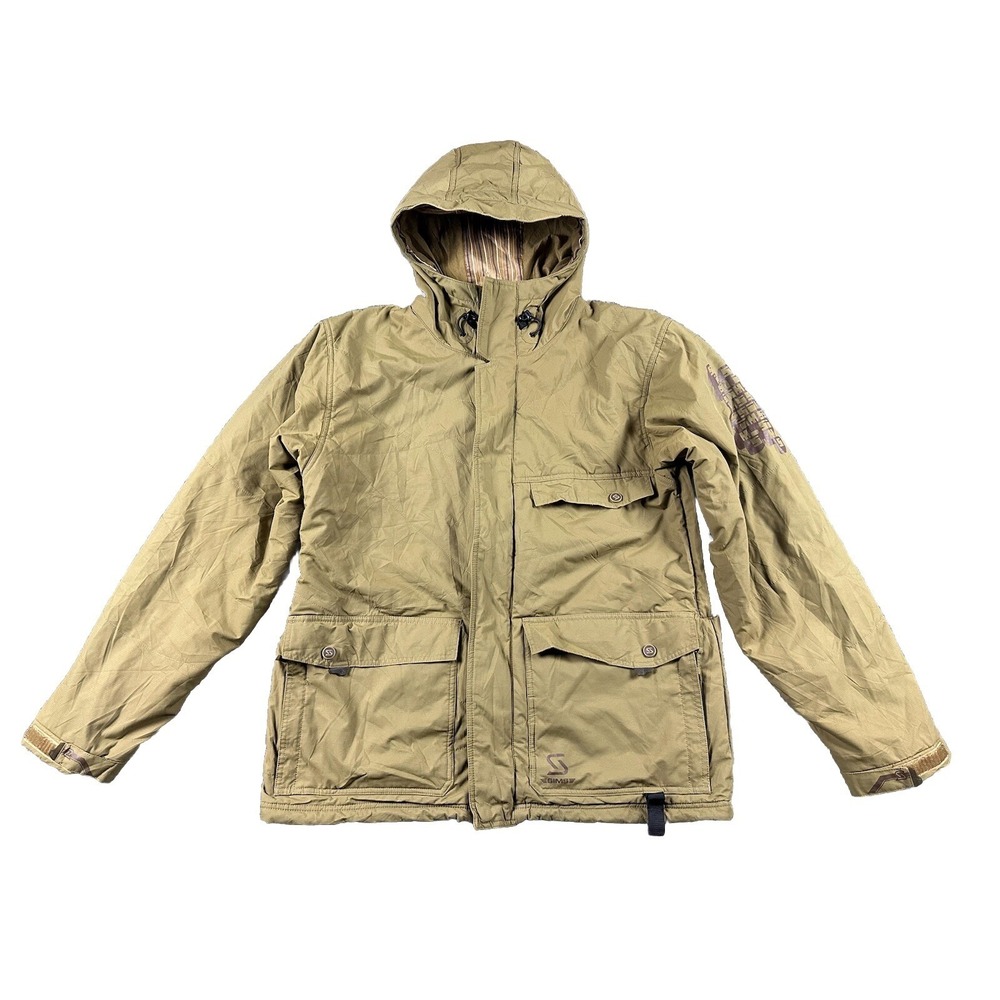 Vtg Sims Men's Hooded Nylon Windbreaker Jacket Green M Vented Rain Repel Outdoor